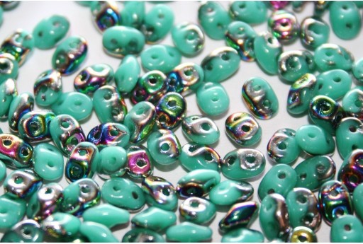 Perline Superduo Vitral-Green Turquoise 5x2,5mm - 10gr