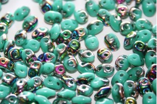 Perline Superduo Vitral-Green Turquoise 5x2,5mm - 10gr