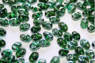 Superduo Beads Emerald Celsian 5x2,5mm - 10gr