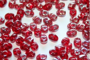 Superduo Beads Siam Ruby Vitrail Celsian 5x2,5mm - 10gr