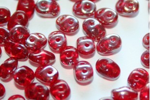 Superduo Beads Siam Ruby Vitrail Celsian 5x2,5mm - 10gr