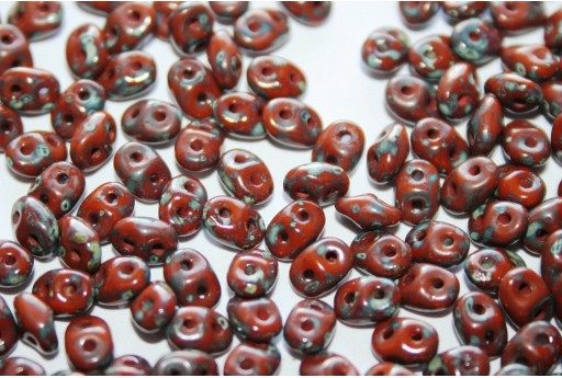 Superduo Beads Opaque Umber-Picasso 5x2,5mm - 10gr