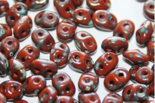 Superduo Beads Opaque Umber-Picasso 5x2,5mm - 10gr