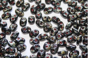 Superduo Beads Jet Picasso 5x2,5mm - 10gr