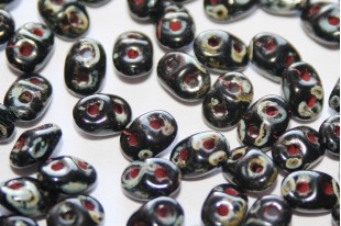 Superduo Beads Jet Picasso 5x2,5mm - 10gr