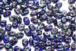 Superduo Beads Cobolt Picasso 5x2,5mm - 10gr