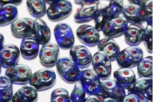 Superduo Beads Cobolt Picasso 5x2,5mm - 10gr