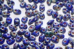 Superduo Beads Opaque Blue-Picasso 5x2,5mm - 10gr