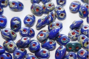Superduo Beads Opaque Blue-Picasso 5x2,5mm - 10gr