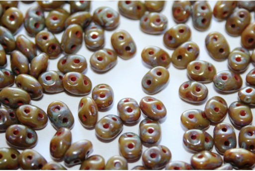 Superduo Beads Opaque Grey Picasso 5x2,5mm - 10gr