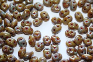 Superduo Beads Opaque Grey Picasso 5x2,5mm - 10gr