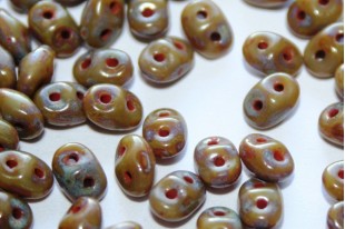 Superduo Beads Opaque Grey Picasso 5x2,5mm - 10gr