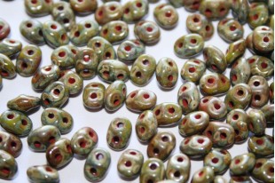 Perline Superduo Opaque Olivine-Picasso 5x2,5mm - 10gr