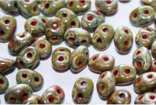 Superduo Beads Opaque Olivine-Picassso 5x2,5mm - 10gr 2