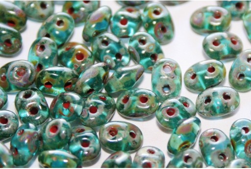 Superduo Beads Aquamarine-Picasso 5x2,5mm - 10gr 2