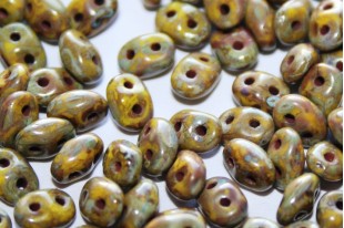 Superduo Beads Opaque Yellow-Picasso 5x2,5mm - 10gr