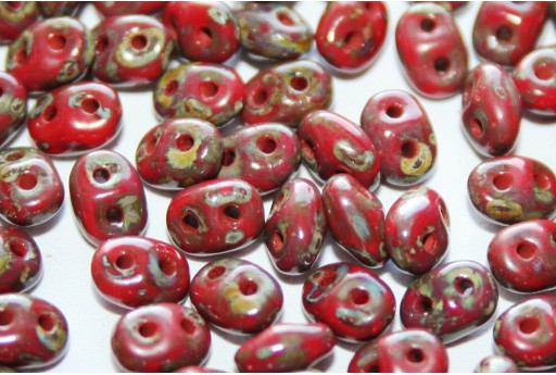 Superduo Beads Opaque Red-Picasso 5x2,5mm - 10gr 2