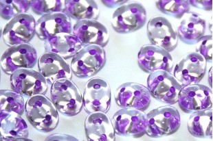 Superduo Beads Purple Lined-Crystal 5x2,5mm - 10gr