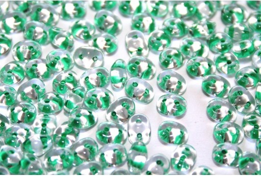 Perline Superduo Light Green Lined Crystal 5x2,5mm - 10gr