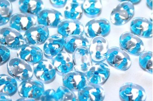 Superduo Beads Aqua Lined-Crystal 5x2,5mm - 10gr