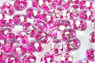 Superduo Beads Ruby Lined-Crystal 5x2,5mm - 10gr