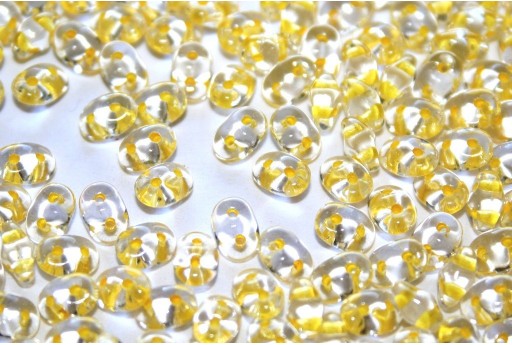 Superduo Beads Yellow Lined-Crystal 5x2,5mm - 10gr