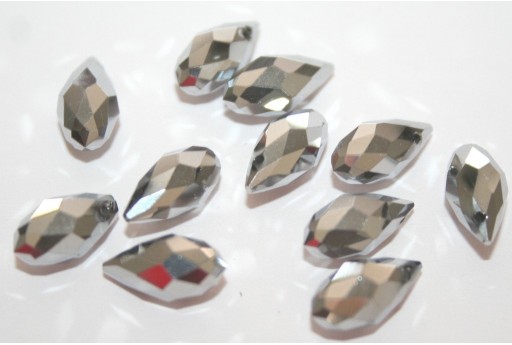 Chinese Crystal Beads Drop Silver 13x6mm - 15pz