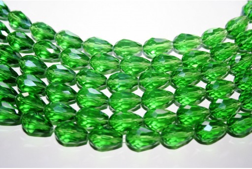 Chinese Crystal Beads Faceted Briolette Green 15x10mm - 25pcs