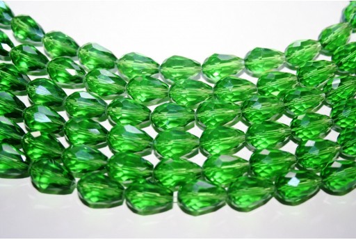 Cristallo Cinese Briolette Sfaccettata Verde 15x10mm - 25pz