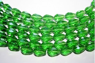 Chinese Crystal Beads Faceted Briolette Green 15x10mm - 25pcs