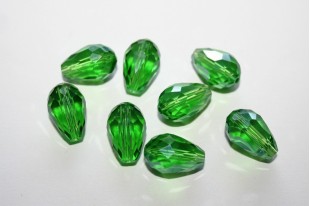 Chinese Crystal Beads Faceted Briolette Green 15x10mm - 25pcs