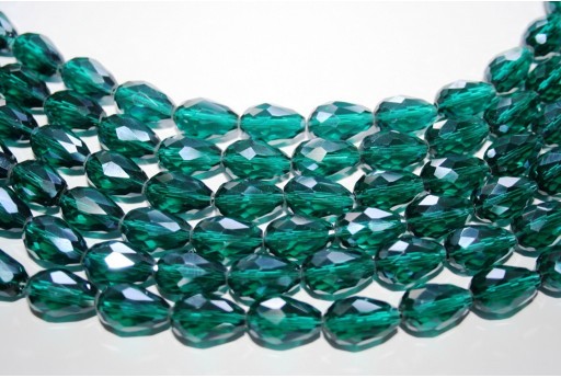 Chinese Crystal Beads Faceted Briolette Teal 15x10mm - 25pcs