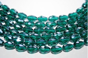 Chinese Crystal Beads Faceted Briolette Teal 15x10mm - 25pcs