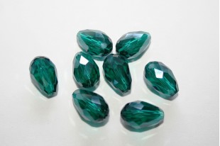 Chinese Crystal Beads Faceted Briolette Teal 15x10mm - 25pcs