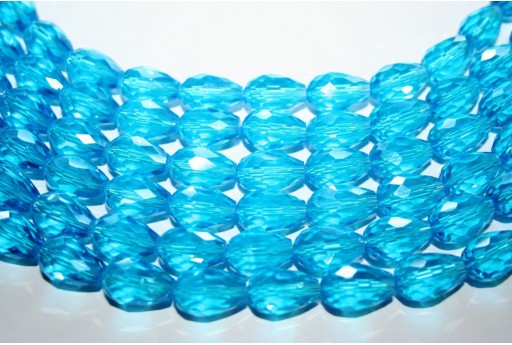 Chinese Crystal Beads Faceted Briolette Aqua 15x10mm - 25pcs