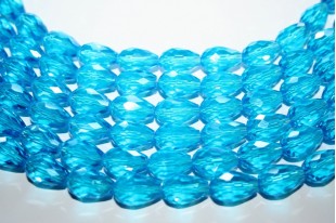 Chinese Crystal Beads Faceted Briolette Aqua 15x10mm - 25pcs