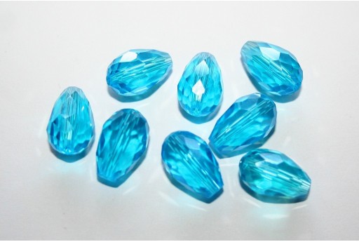 Chinese Crystal Beads Faceted Briolette Aqua 15x10mm - 25pcs 2