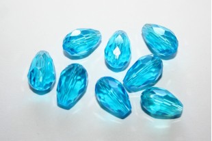 Chinese Crystal Beads Faceted Briolette Aqua 15x10mm - 25pcs