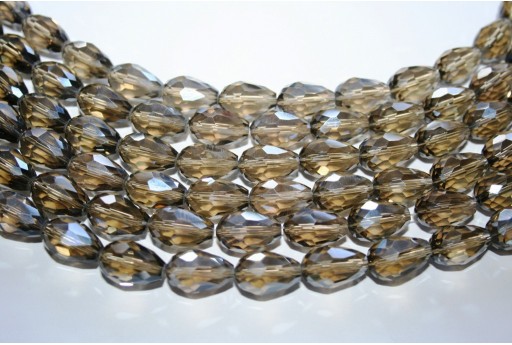 Chinese Crystal Beads Faceted Briolette Grey 15x10mm - 25pcs