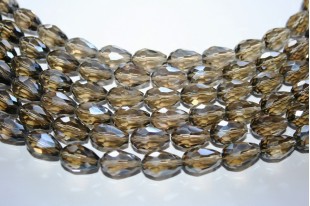 Chinese Crystal Beads Faceted Briolette Grey 15x10mm - 25pcs