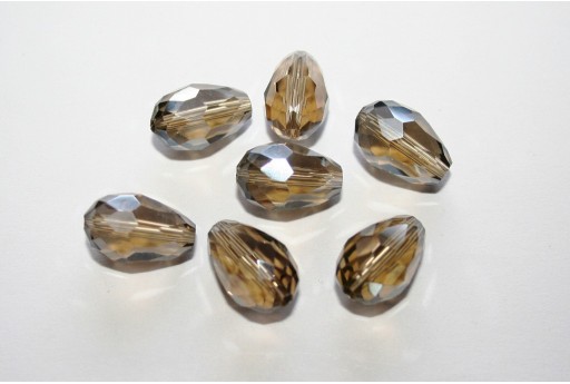 Cristallo Cinese Briolette Sfaccettata Grigio 15x10mm - 25pz 2