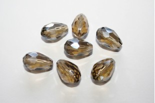 Chinese Crystal Beads Faceted Briolette Grey 15x10mm - 25pcs