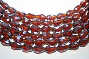 Chinese Crystal Beads Faceted Briolette Brown 15x10mm - 25pcs