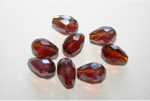 Cristallo Cinese Briolette Sfaccettata Marrone 15x10mm - 25pz 2