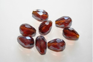 Chinese Crystal Beads Faceted Briolette Brown 15x10mm - 25pcs