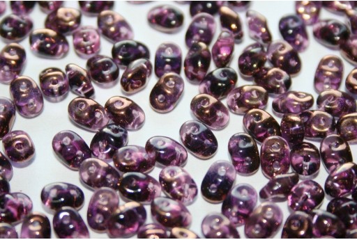 Superduo Beads Luster Bronze 1/2 Amethyst 5x2,5mm - 10gr