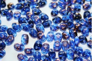 Superduo Beads Luster Bronze 1/2 Sapphire 5x2,5mm - 10gr