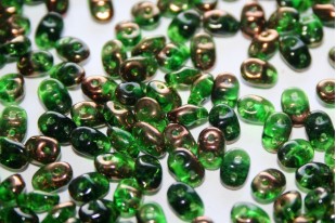 Perline Superduo Luster Bronze 1/2 Chrysolite 5x2,5mm - 10gr