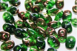 Superduo Beads Luster Bronze 1/2 Chrysolite 5x2,5mm - 10gr