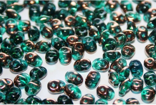 Perline Superduo Luster Bronze 1/2 Emerald 5x2,5mm - 10gr